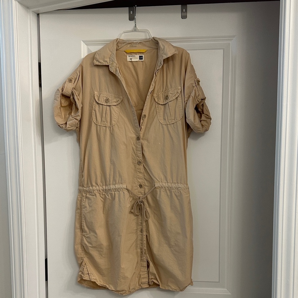 Tan Gap Button-Up Shirt Dress